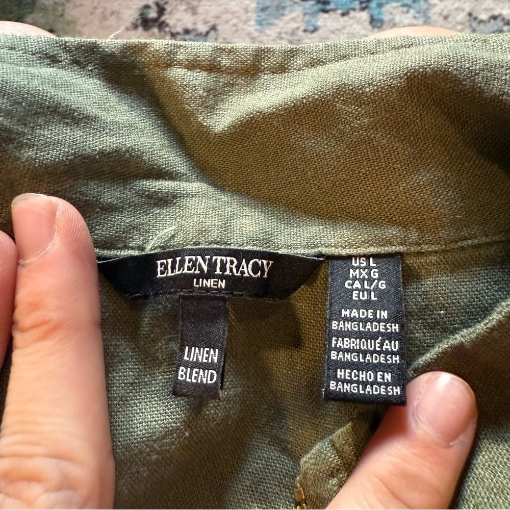 Olive Green Ellen Tracy linen Women's Jacket - Picture 7 of 7